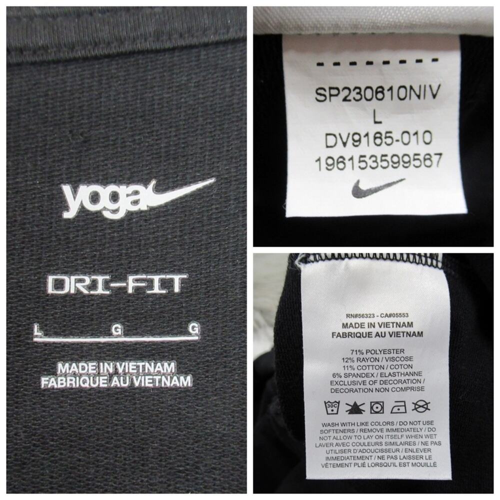NIKE Yoga Cropped Wide Leg Jumpsuit in Black Dri-Fit French Terry - Size Large - Picture 11 of 12